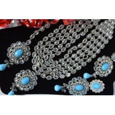 KUNDAN NECKLACE SET IN FEROZA